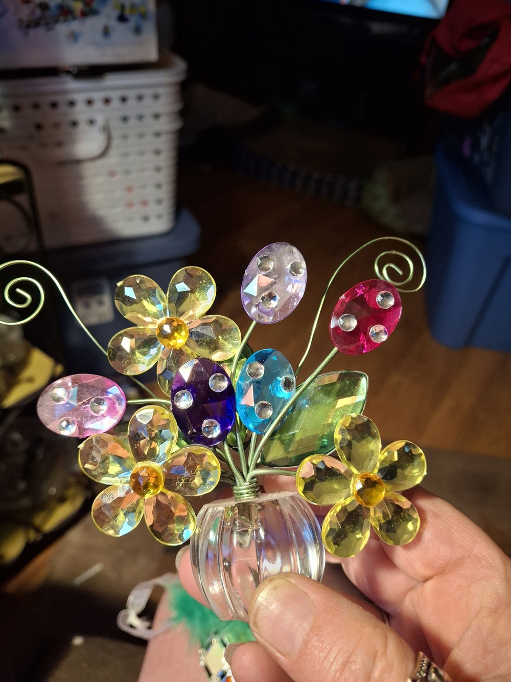 Ganz PosyPot colorful Crystal Iridescent Ganz Flower Bouquet Home Accent